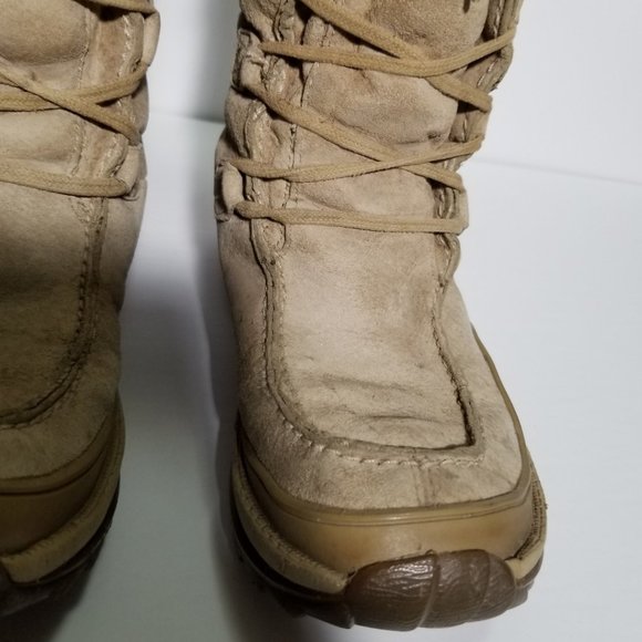 Caterpillar Beige Suede Polartec Lined Mid Calf Lace Up Winter Boots - Picture 6 of 10